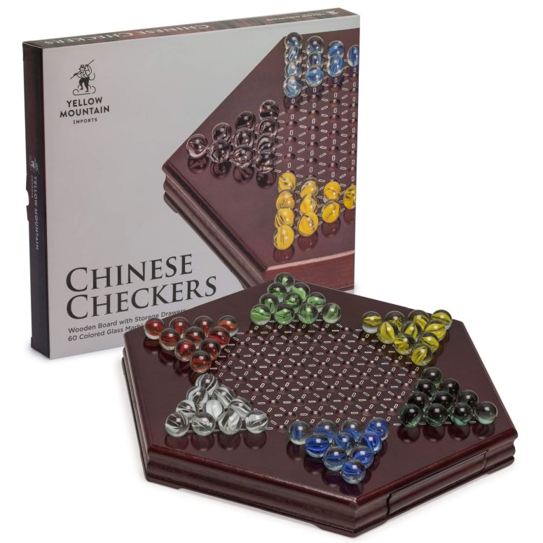 チェス仕かける Yellow Mountain Imports Wooden Chinese Checkers Halma Board Game Set (12-Inch) with Storage Drawer and 60 Colored Glass Marbles (14粍) - Classic Strategy Game 【並行輸入品】 チェス-おもちゃ-ファミリートイ・ゲーム