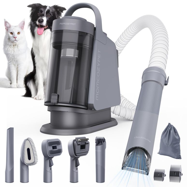ペットバリカン MomcozyPet Dog Grooming Kit, FurEase Dog Grooming Vacuum with Dog Clippers for Grooming, 13000Pa Powerful Dog Vacuum for Shedding Grooming with 5 Pet Grooming Tools 【並行輸入品】