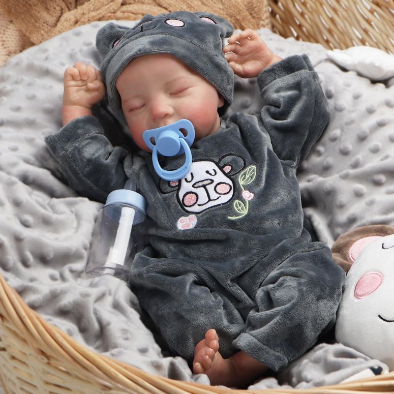 臨床仕立て上げる 写実的 もの言う花お人形さん 新生児あやつり人形 DAYOFF KIDS Reborn Baby Dolls,18 Inch（約46珊） Realistic Baby Doll with Full Vinyl Body Lifelike Baby Dolls Real Life Baby Doll for Kids Age 3+ (Levi.B) 【並行輸入品】