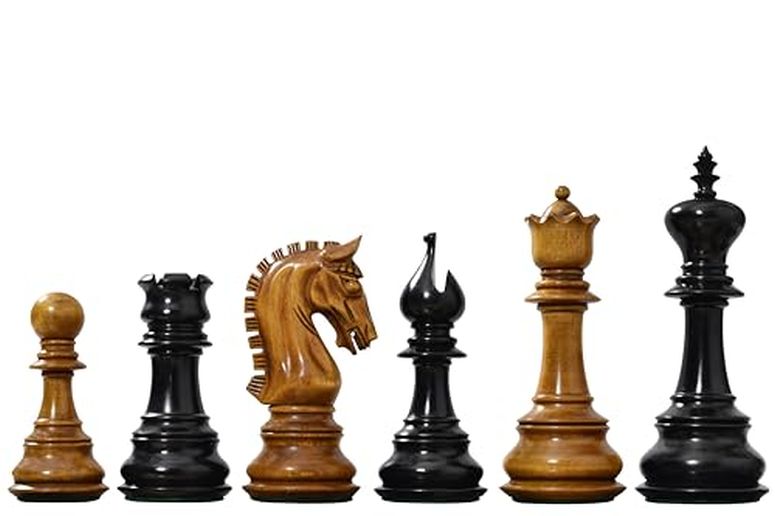 チェスセット War Admiral Luxury Chess Pieces ? Handcrafted Staunton Design in Ebony Wood & Antiqued Boxwood ? 4.4\