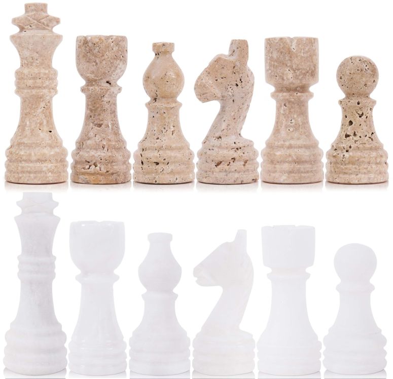 チェス仕かける SPESHSTONES Marble Chess Pieces 3.5 Inch Travertine and White Stone Figures for Classic Chess Board, Draughts \u0026 Travel Set, Ideal Strategy Board Games for Adults \u0026 Family 【並行輸入品】 ファミリートイ・ゲーム-おもちゃ-チェス