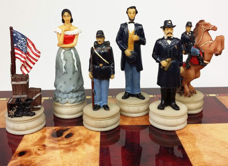 チェスセット US American Civil War Queens Set of Chess Men Pieces Hand Painted - NO Board 【並行輸入品】