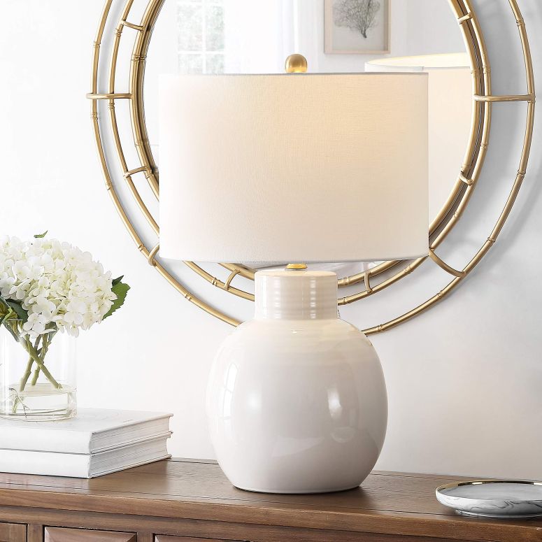 サファヴィヤ safavieh テーブルランプ サファビヤ サファヴィア SAFAVIEH Lighting Collection Syra Modern Cream 24-inch Bedroom Living Room Home Office Desk Nightstand Table Lamp (LED Bulb Included) 【並行輸入品】|MJ-MARKET