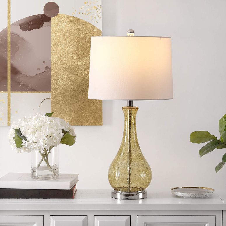 サファヴィヤ safavieh テーブルランプ サファビヤ サファヴィア Safavieh Lighting Collection Finnley Amber Crackle 28-inch Bedroom Living Room Home Office Desk Nightstand Table Lamp (LED Bulb Included) 【並行輸入品】