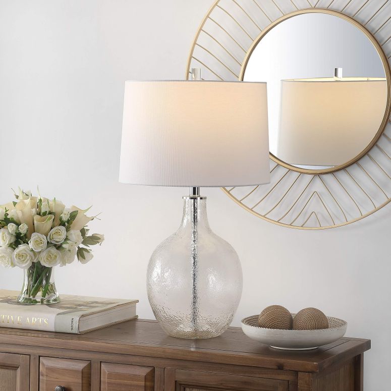 サファヴィヤ safavieh テーブルランプ サファビヤ サファヴィア SAFAVIEH Lighting Collection Nadine Clear Glass 26-inch Bedroom Living Room Home Office Desk Nightstand Table Lamp (LED Bulb Included) 【並行輸入品】