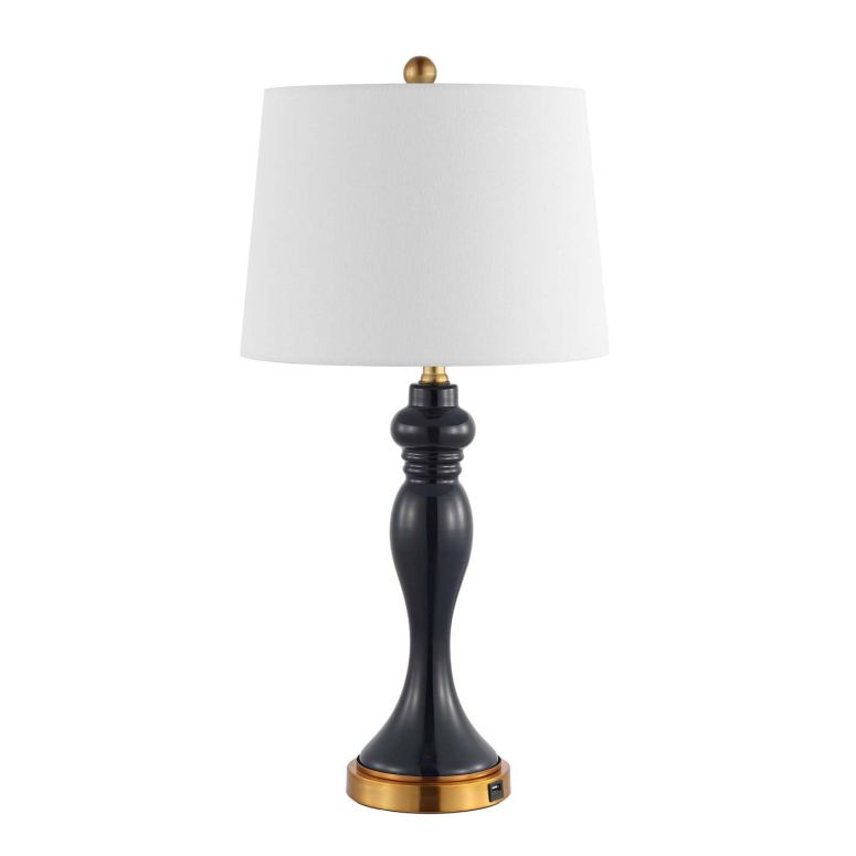 サファヴィヤ safavieh テーブルランプ サファビヤ サファヴィア SAFAVIEH Lighting Collection Cayson Navy/Gold Table Lamp with USB Charging Port (LED Bulb Included) 【並行輸入品】