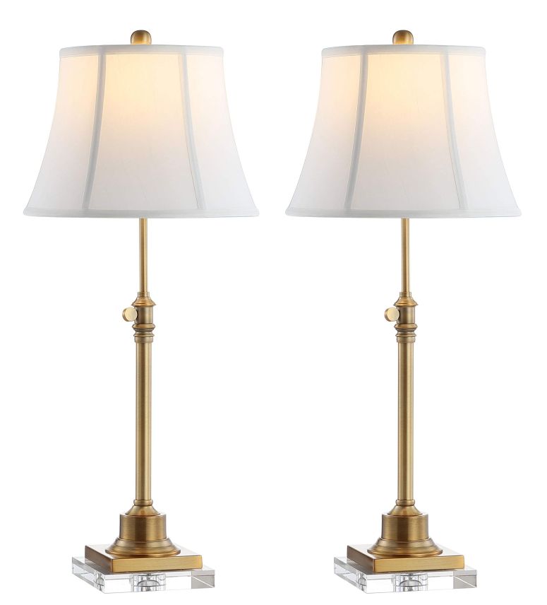 サファヴィヤ safavieh 時刻表照明ランプ サファビヤ サファヴィア SAFAVIEH Lighting Collection Callen Crystal/ Brass Gold 21-31-inch Adjustable Bedroom Living Room Home Office Desk Nightstand Table Lamp Set of 2 (LED Bulbs Included) 【並行輸入品】