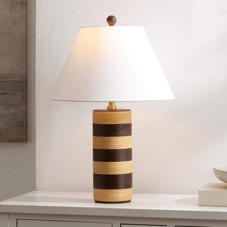 サファヴィヤ safavieh テーブルランプ サファビヤ サファヴィア SAFAVIEH Lighting Collection Shea Light Brown & Dark Brown Stripe 24-inch Table Lamp for Bedroom, Living Room, Home Office, Desk, Nightstand (LED Bulb Included) 【並行輸入品】|MJ-MARKET