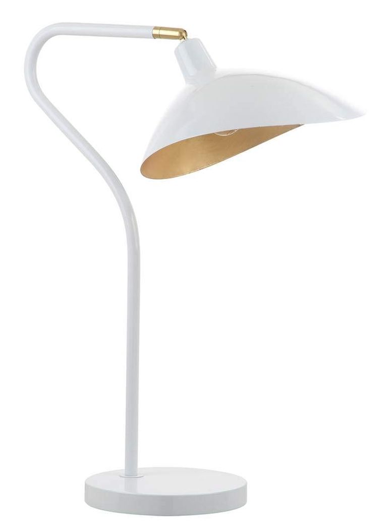 サファヴィヤ safavieh テーブルランプ サファビヤ サファヴィア SAFAVIEH Lighting Collection Giselle Modern Contemporary White/ Gold 30-inch Adjustable Height Bedroom Living Room Home Office Desk Nightstand Task Table Lamp (LED Bulb I 【並行輸入品】|MJ-MARKET