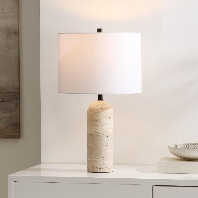 サファヴィヤ safavieh 時刻表照明ランプ サファビヤ サファヴィア SAFAVIEH Lighting Collection Jolene Ivory Travertine 24-inch Table Lamp for Bedroom, Living Room, Home Office, Desk, Nightstand (LED Bulb Included) 【並行輸入品】