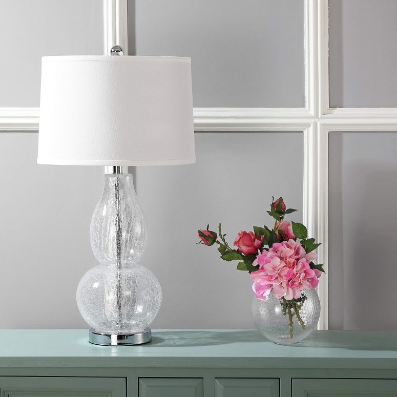 サファヴィヤ safavieh テーブルランプ サファビヤ サファヴィア SAFAVIEH Lighting Collection Mercurio Crackle Glass Double Gourd 29-inch Bedroom Living Room Home Office Desk Nightstand Table Lamp (LED Bulbs Included) 【並行輸入品】