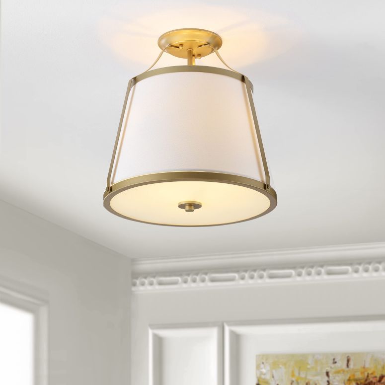 サファヴィヤ safavieh テーブルランプ サファビヤ サファヴィア SAFAVIEH Lighting Collection Lanis White/Gold Flush Mount (LED Bulbs Included) 【並行輸入品】