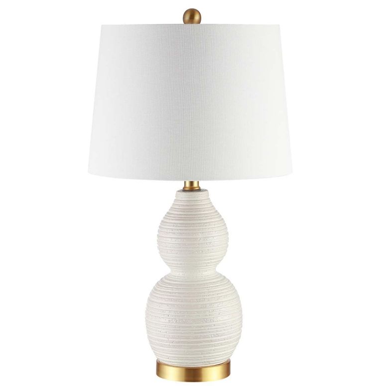 サファヴィヤ safavieh テーブルランプ サファビヤ サファヴィア SAFAVIEH Lighting Collection Darsa White Double Gourd 25-inch Bedroom Living Room Home Office Desk Nightstand Table Lamp (LED Bulb Included) 【並行輸入品】