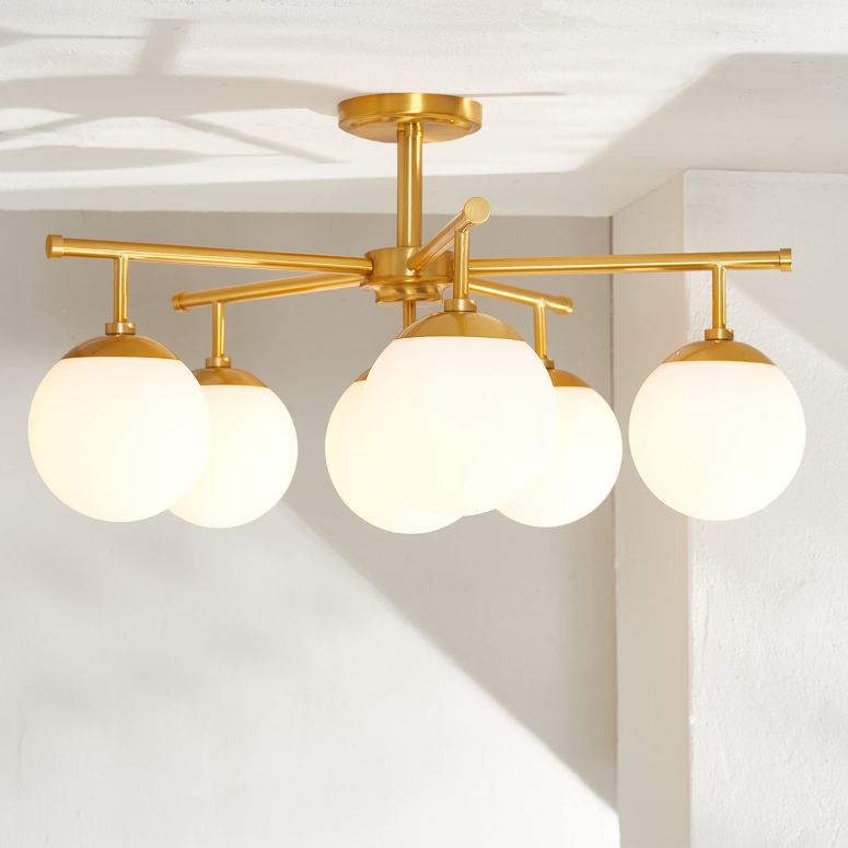 サファヴィヤ safavieh 速見表照明ランプ サファビヤ サファヴィア SAFAVIEH Lighting Collection Briette Retro Gold Orb Flush Mount (LED Bulbs Included) 【並行輸入品】
