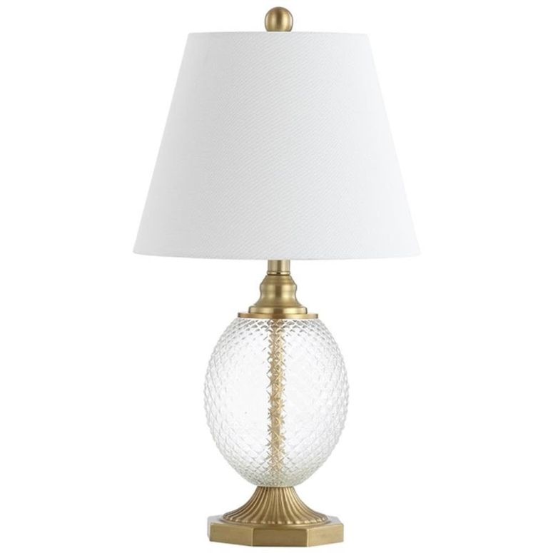 サファヴィヤ safavieh テーブルランプ サファビヤ サファヴィア Safavieh Lighting Collection Kaiden Clear/ Brass Gold 24-inch Bedroom Living Room Home Office Desk Nightstand Table Lamp (LED Bulb Included) 【並行輸入品】