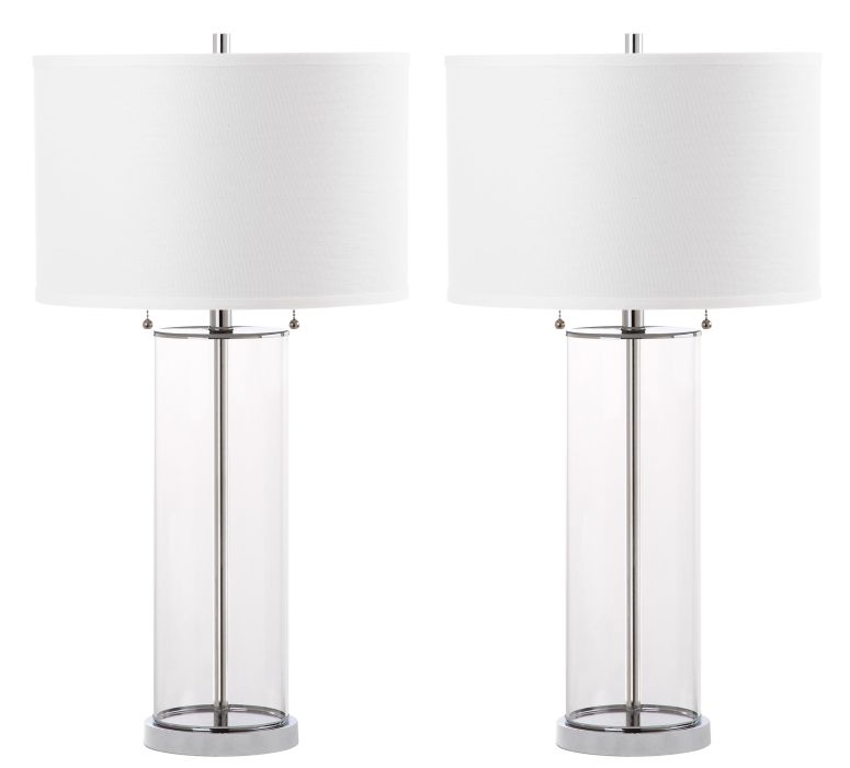 サファヴィヤ safavieh 速見表照明ランプ サファビヤ サファヴィア SAFAVIEH Lighting Collection Velma Modern Contemporary Clear Glass Pull Chain 31-inch Bedroom Living Room Home Office Desk Nightstand Table Lamp Set of 2 (LED Bulbs Inclu 【並行輸入品】