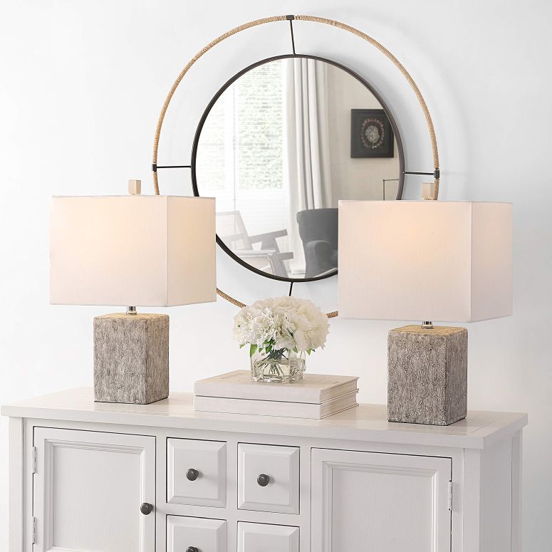 サファヴィヤ safavieh テーブルランプ サファビヤ サファヴィア SAFAVIEH Lighting Collection Jaxon Modern Farmhouse Grey Ceramic 21-inch Bedroom Living Room Home Office Desk Nightstand Table Lamp Set of 2 (LED Bulbs Included) 【並行輸入品】｜MJ-MARKET 35,815円