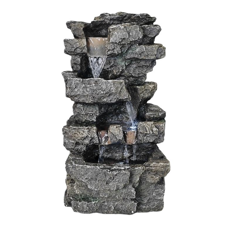 卓上 噴水 滝のオブジェ テーブルトップファウンテン インテリア噴水 Tabletop Rock Waterfall Fountain with Led Lights - Indoor Decorative Desk Water Fountain, Multi-Tier Design, Quiet and Soothing, 6.29" l x 4.33" w x 11.02" h 【並行輸入品】|MJ-MARKET