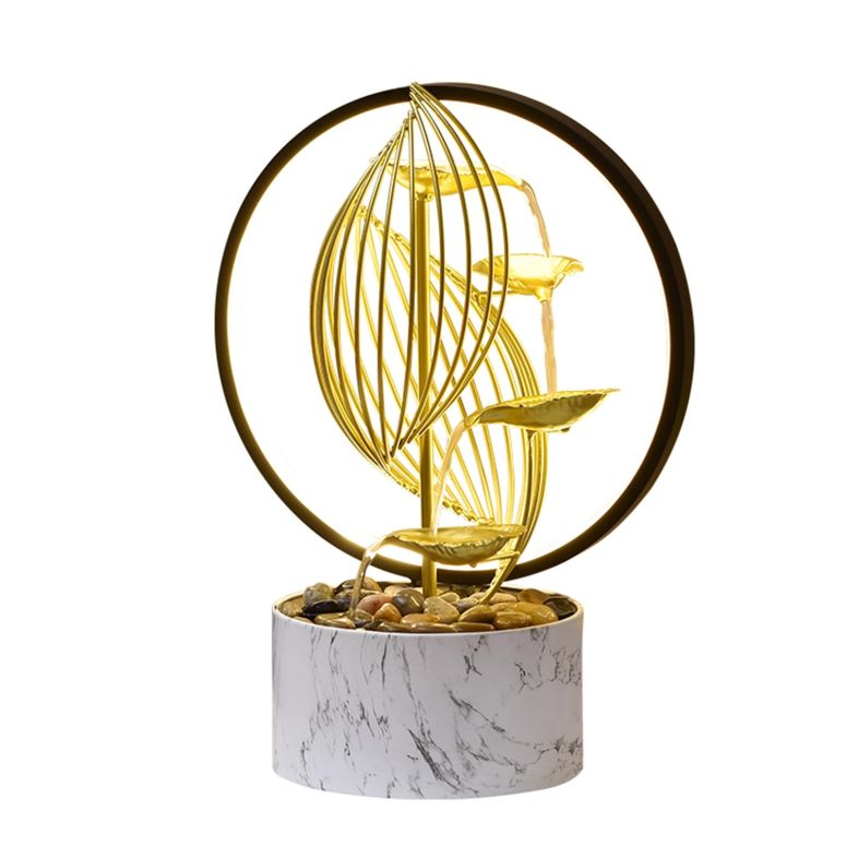 卓上 噴水 滝のオブジェ テーブルトップファウンテン インテリア噴水 QINGYINGGE Gold Tabletop Indoor Relaxation Water Fountain, Medium Metal Fountains with LED Lights Zen Meditation Fountains. 【並行輸入品】