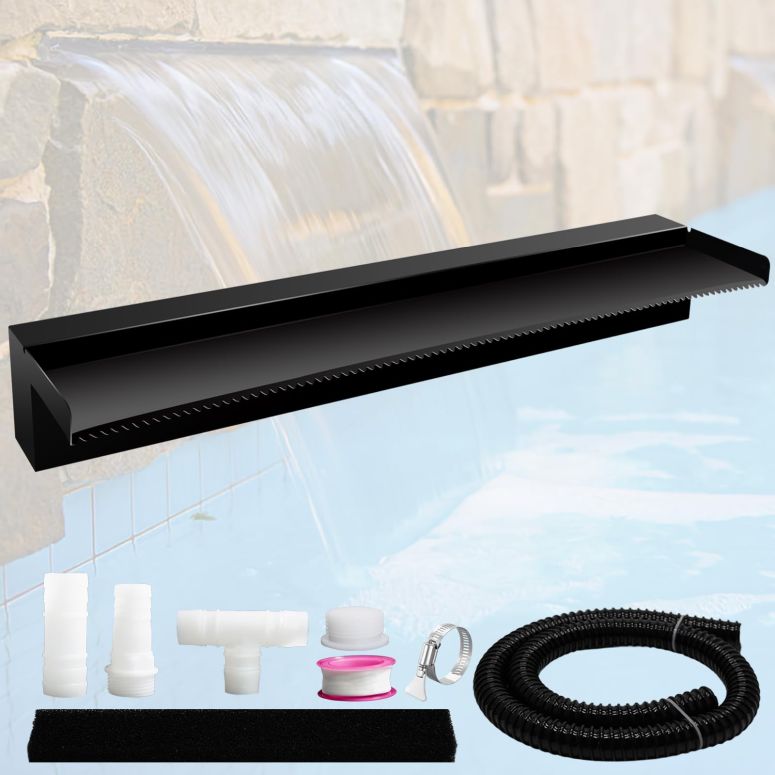 卓上 吹き上げ 滝のオブジェ テーブルトップファウンテン 室内装飾吹き上げ Pamopamo Pond Waterfall Spillway Pool Fountain Water Feature, Black Stainless Steel Outdoor Fountains, Swimming Pool Water Flow Waterfalls Kit for Garden Patio Ponds- 【並行輸入品】