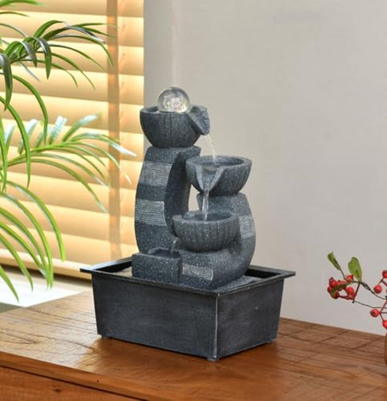 卓上 吹き上げ 滝のオブジェ テーブルトップファウンテン 室内装飾吹き上げ Tabletop Water Fountain, Waterfall Fountain with LED Lights Suitable for Office and House Decor House ，Warming Gifts New Home(2735) 【並行輸入品】