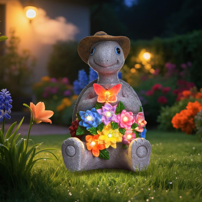 ガーデンライトLEDソーラーライト ソーラーパワー footreal Solar Garden Outdoor Statues Turtle with 8 LED Lights, Yard Decor Tortoise for Patio, Balcony, Porch Ornament, Birthday Gifts for Mom, Housewarming Gifts for Women 【並行輸入品】｜MJ-MARKET