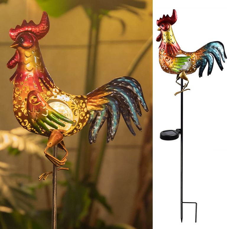 ガーデンライトLEDソーラーライト ソーラーパワー Tryme Rooster Solar Lights Outdoor Decorative Garden Statue Gifts for Chicken Lovers Women Mother Metal Yard Art for Lawn 【並行輸入品】|MJ-MARKET