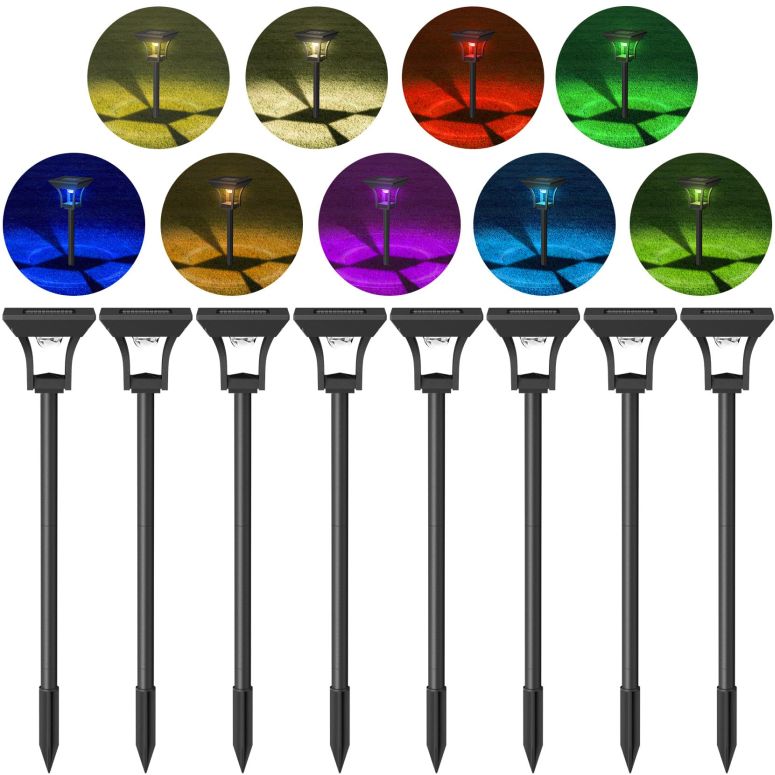ガーデンライトLEDソーラーライト ソーラーパワー CINOTON 8 Pack RGBCW Solar Pathway Outdoor Lights, 3 Lighting Modes Solar LED Garden Lights, IP65 Waterproof Outside Solar Powered Landscape Lighting for Sidewalk Driveway Backyard RGB 【並行輸入品】