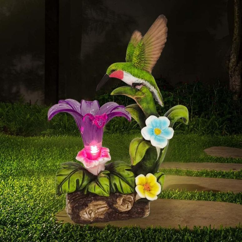 ガーデンライトLEDソーラーライト ソーラーパワー Eletina Resin Hummingbird Solar Light with Flower Garden Decorations,Waterproof Statues and Figurines Light Garden Art for Patio Lawn Yard Decorations (Resin Hummingbird Solar1) 【並行輸入品】｜MJ-MARKET