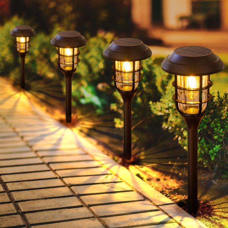 園地ともし火LEDソーラーともし火 ソーラー力強さ LETMY Solar Pathway Lights Outdoor, 8 Pack Bright Solar Lights Outdoor, IP65 Waterproof Auto On/Off Solar Garden Lights Solar Powered Landscape Lighting for Yard Patio Walkway Driveway 【並行輸入品】