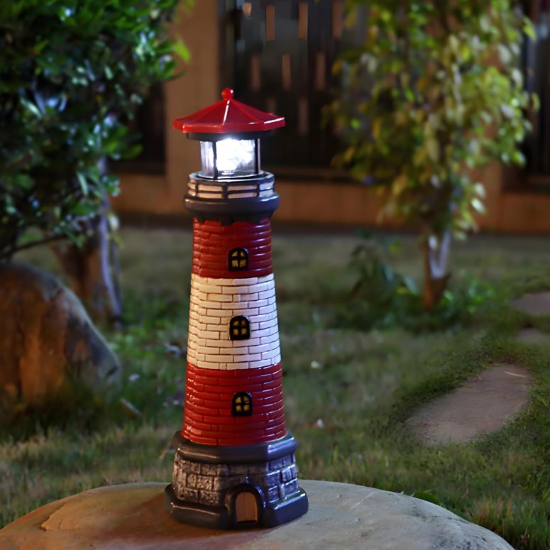 園地ともし火LEDソーラーともし火 ソーラー力強さ Garden Outdoor Statues, Waterproof Lighthouse Lights Lawn Decor; Automatic Rotating Solar Lights for Yard, Patio, Ground, Tabletop Decoration; Unique Housewarming Gifts - Red 【並行輸入品】