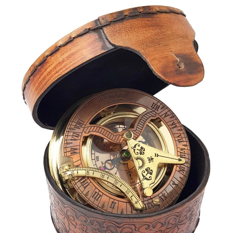 日時計 Brass Nautical - Antique Brass & Copper Sundial Compass, Sundial Clock in Box Gift Sun Clock Ship Replica Watch 【並行輸入品】 15,820円