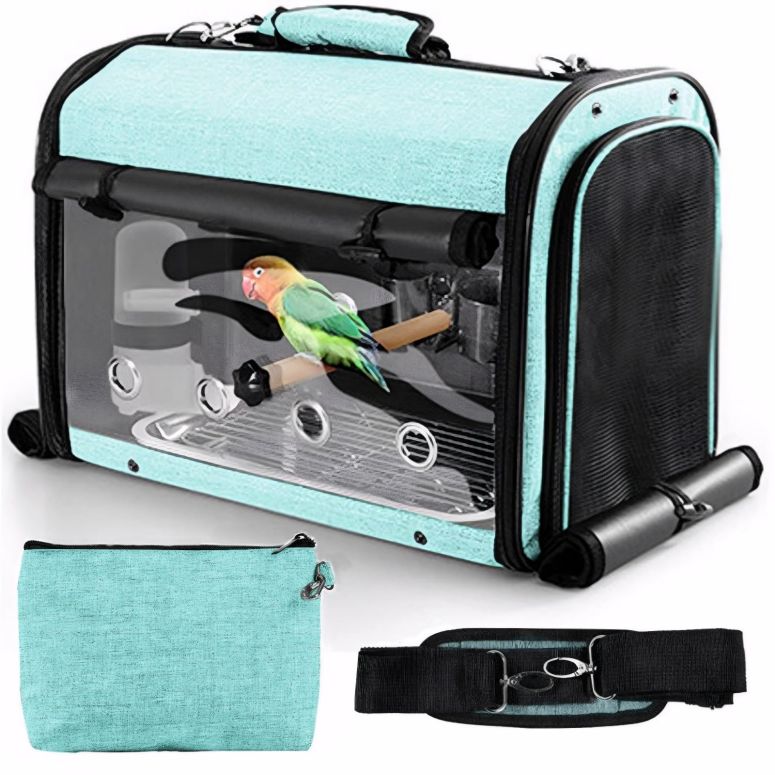 インコ 小鳥 バード トラベルキャリアー Sanmoncare Bird Carrier Bag Cockatiel Travel Cage with Stand, Lightweight Travel Carrier for Small Bird, Portable Parrot Travel Bag, Pet Transparent Travel Backpack 【並行輸入品】
