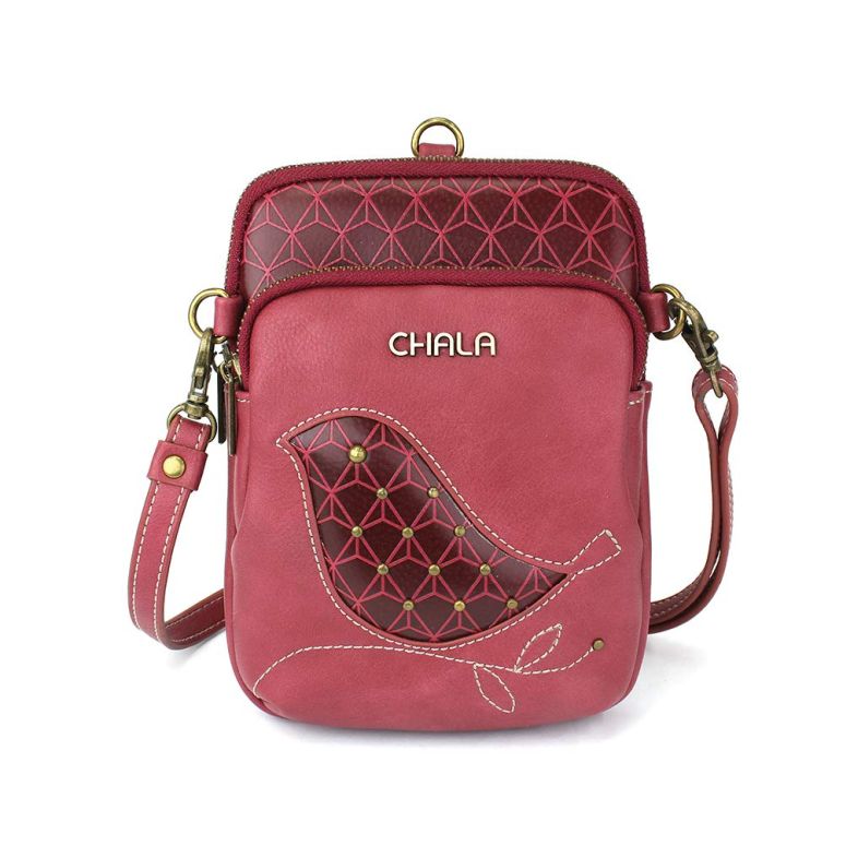 インコ 小鳥 バード トラベルキャリアー CHALA UNI Cellphone Xbody - Womens RFID Protected Faux Leather Crossbody Bag with Adjustable Strap - Bird - berry 【並行輸入品】
