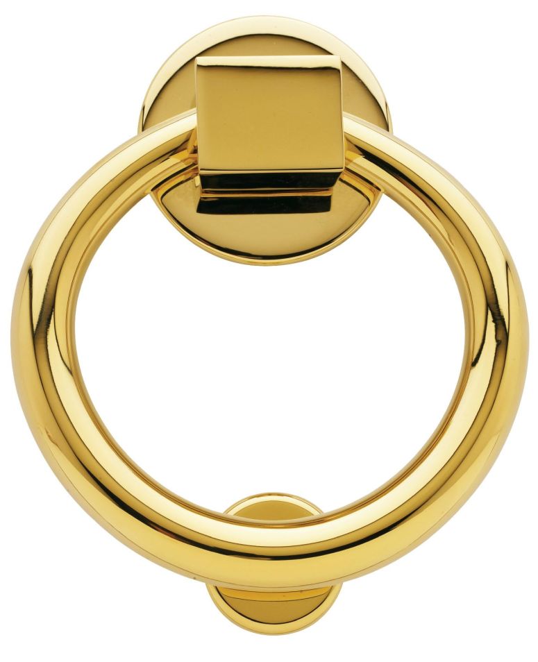 ドアノッカー Baldwin 0195.003 Lifetime Polished Brass Ring Door Knocker 【並行輸入品】