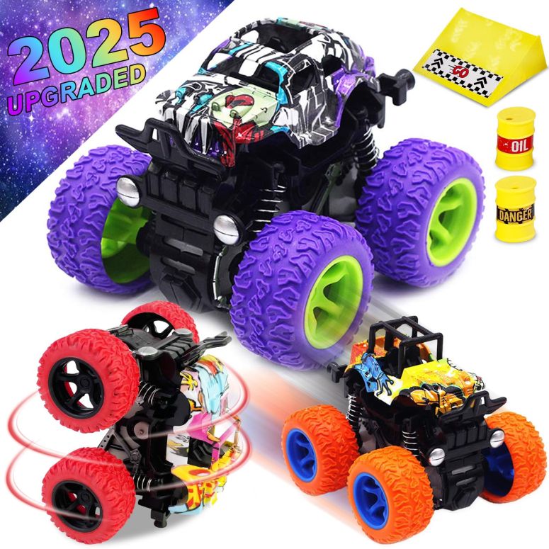 ホットウィール モンスタートラック CozyBomB? Monster Trucks Toys for Boys - Friction Powered 3-Pack Mini Push and Go Car Truck Playset for Boys Girls Toddler Aged 3 4 5 Year Old Gifts for Kids Birthday Christmas 【並行輸入品】