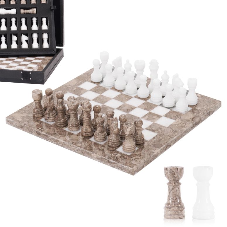チェスセット Marble Chess Set for Adults 10" Handmade Oceanic & White Board Game with 32 Chess Pieces, 2 Extra Queens & Storage Box, Luxury Travel Game, Elegant Gift for Home Decor 【並行輸入品】|MJ-MARKET