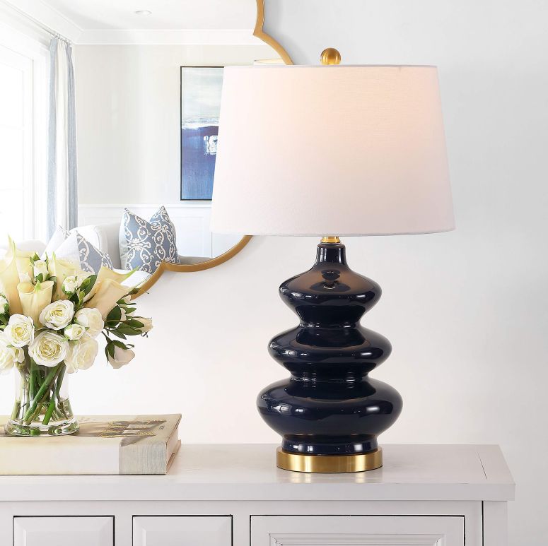 サファヴィヤ safavieh テーブルランプ サファビヤ サファヴィア Safavieh Lighting Collection Brielle Navy Mosaic 28-inch Bedroom Living Room Home Office Desk Nightstand Table Lamp (LED Bulb Included) 【並行輸入品】|MJ-MARKET