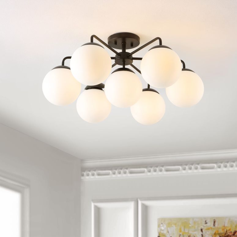 サファヴィヤ safavieh 速見表照明ランプ サファビヤ サファヴィア SAFAVIEH Lighting Collection Camdyn Sputnik Retro Black Orb Flush Mount (LED Bulbs Included) 【並行輸入品】