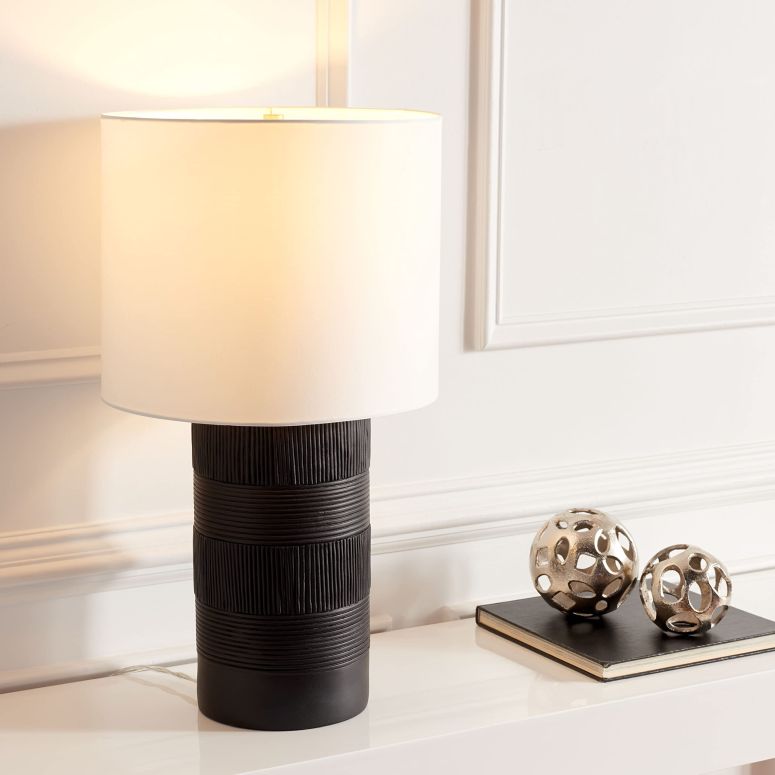 サファヴィヤ safavieh テーブルランプ サファビヤ サファヴィア SAFAVIEH Lighting Collection Weller Black Textured 25-inch Cylinder Table Lamp (LED Bulb Included) 【並行輸入品】|MJ-MARKET