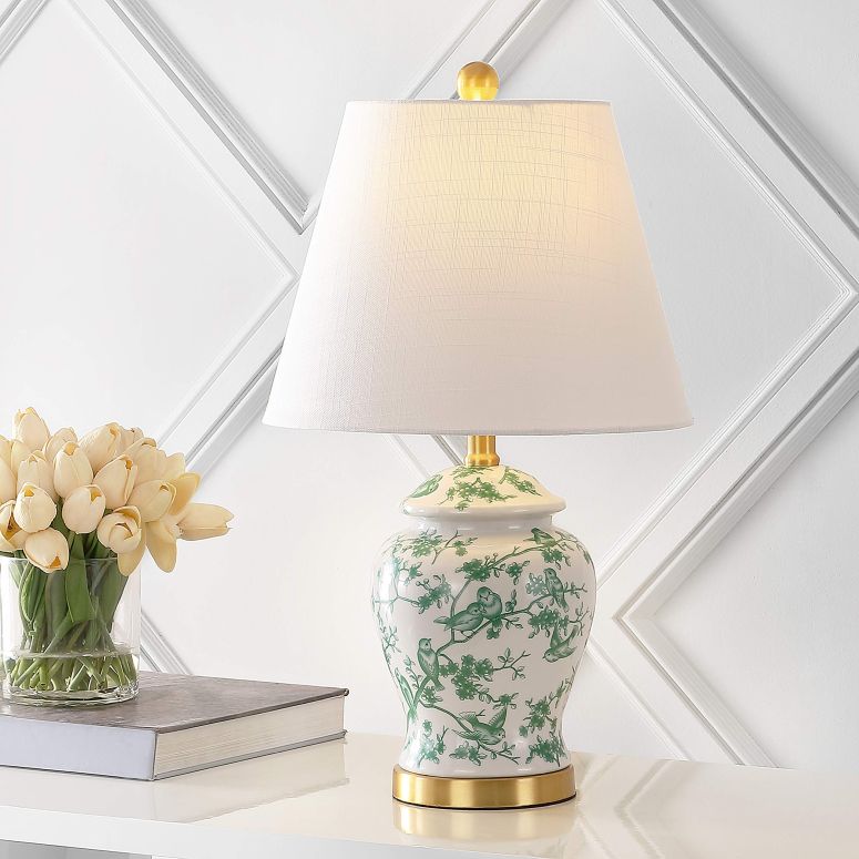 サファヴィヤ safavieh テーブルランプ サファビヤ サファヴィア Eyely EYL3005B Cary 22" Chinoiserie Classic LED Table Lamp for Reading Room, Living Room, Office, Bedroom, Cottage, Traditional, Transitional, Green/White 【並行輸入品】|MJ-MARKET