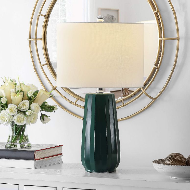 サファヴィヤ safavieh テーブルランプ サファビヤ サファヴィア SAFAVIEH Lighting Collection Yani Modern Dark Green 25-inch Bedroom Living Room Home Office Desk Nightstand Table Lamp (LED Bulb Included) 【並行輸入品】 29,705円