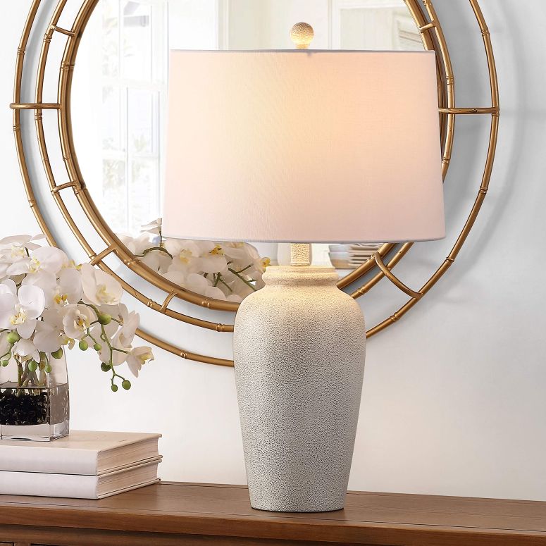サファヴィヤ safavieh テーブルランプ サファビヤ サファヴィア SAFAVIEH Lighting Collection Sabrin Modern Cream 26-inch Bedroom Living Room Home Office Desk Nightstand Table Lamp (LED Bulb Included) 【並行輸入品】