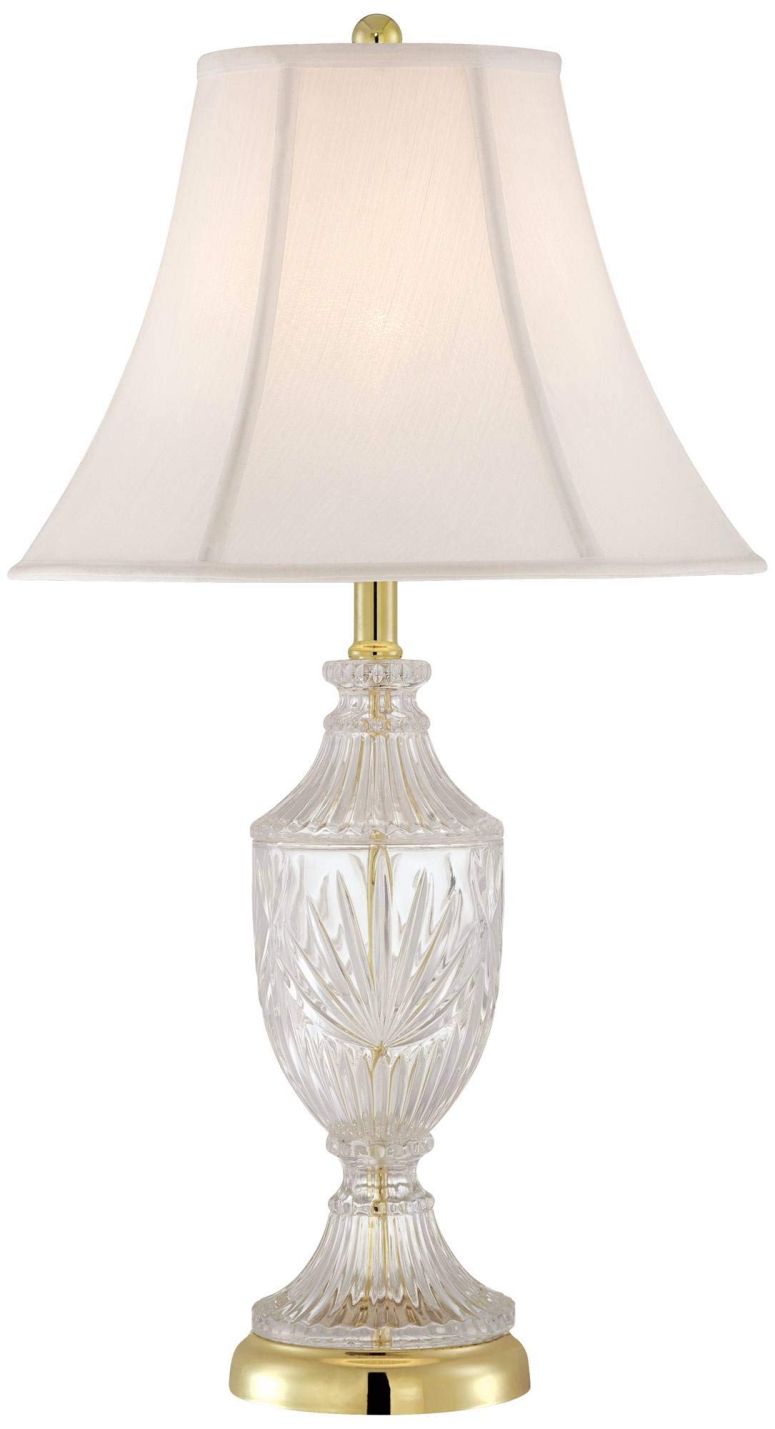 サファヴィヤ safavieh 時刻表照明ランプ サファビヤ サファヴィア Regency Hill Traditional Glam Style Table Lamp 26.5\" High Cut Glass Urn Brass Gold Metal Clear White Cream Bell Glass Shade Decor for Living Room Bedroom House Bedside ニッケル 【並行輸入品】"