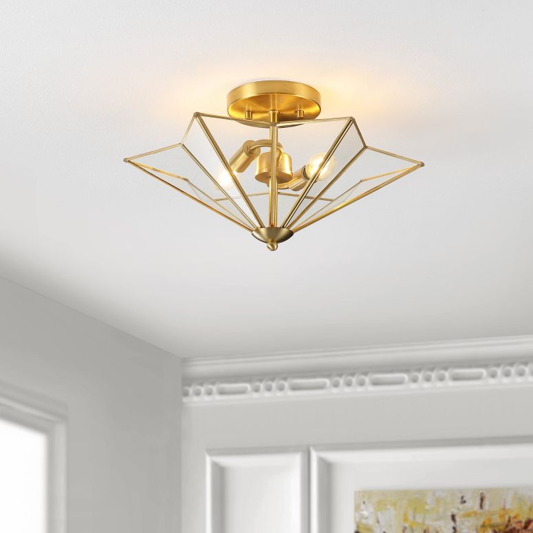 サファヴィヤ safavieh テーブルランプ サファビヤ サファヴィア SAFAVIEH Lighting Collection Haruna Brass Flush Mount (LED Bulbs Included) 【並行輸入品】