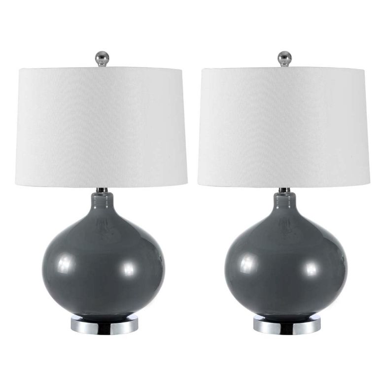サファヴィヤ safavieh テーブルランプ サファビヤ サファヴィア SAFAVIEH Lighting Collection Masera Modern Grey Glass 25-inch Bedroom Living Room Home Office Desk Nightstand Table Lamp Set of 2 (LED Bulbs Included) 【並行輸入品】|MJ-MARKET