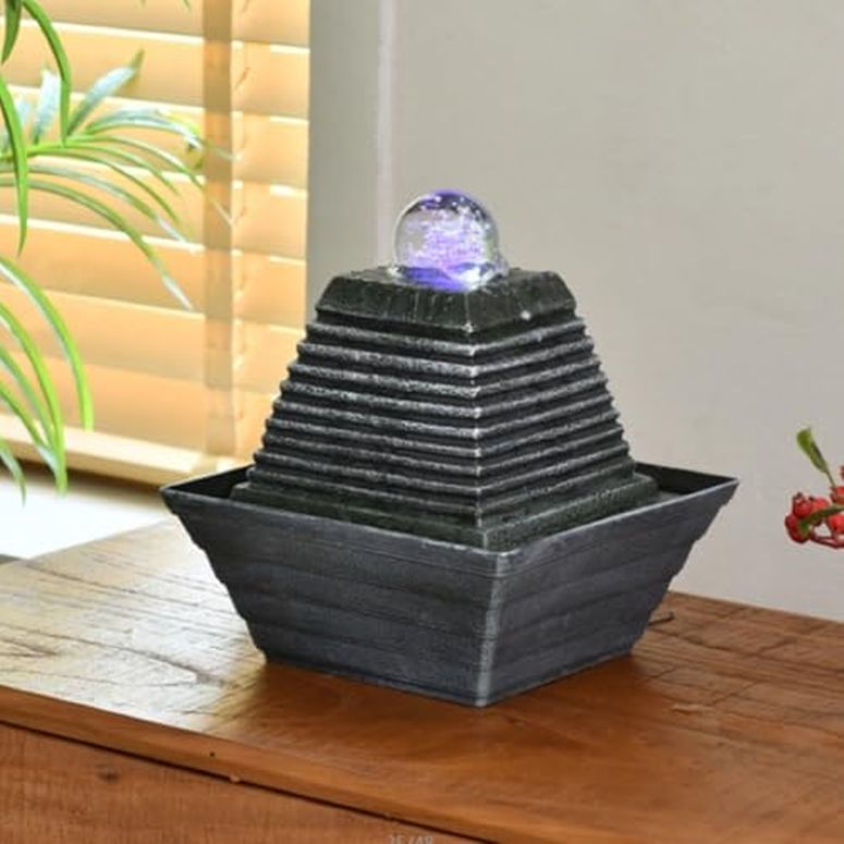 卓上 噴水 滝のオブジェ テーブルトップファウンテン インテリア噴水 Tabletop Water Fountain, Waterfall Fountain with LED Lights Suitable for Office and House Decor House ，Warming Gifts New Home(2733) 【並行輸入品】