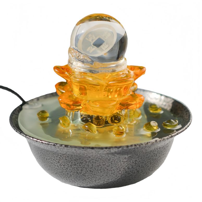 卓上 噴水 滝のオブジェ テーブルトップファウンテン インテリア噴水 Tabletop Fountain, Waterfall Fountain Indoor, Treasures Shape Fountain Decor, Zen Relaxation Table Fountain,Glass Desktop Fountain for Living Study Room, Tea Room, Of 【並行輸入品】