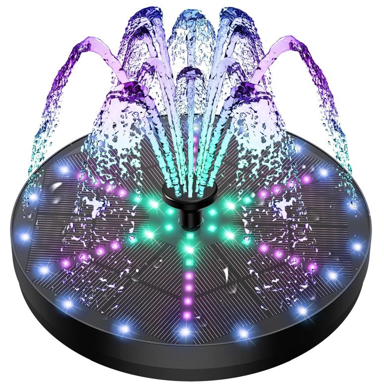 卓上 噴水 滝のオブジェ テーブルトップファウンテン インテリア噴水 Yzert Upgraded Solar Fountain Bird Bath with 60 LED Lights, Solar Powered Water Fountain Pump with 4000mAh Battery 7 Nozzles 4 Fixers, for Garden Patio Pond Birdbath 【並行輸入品】