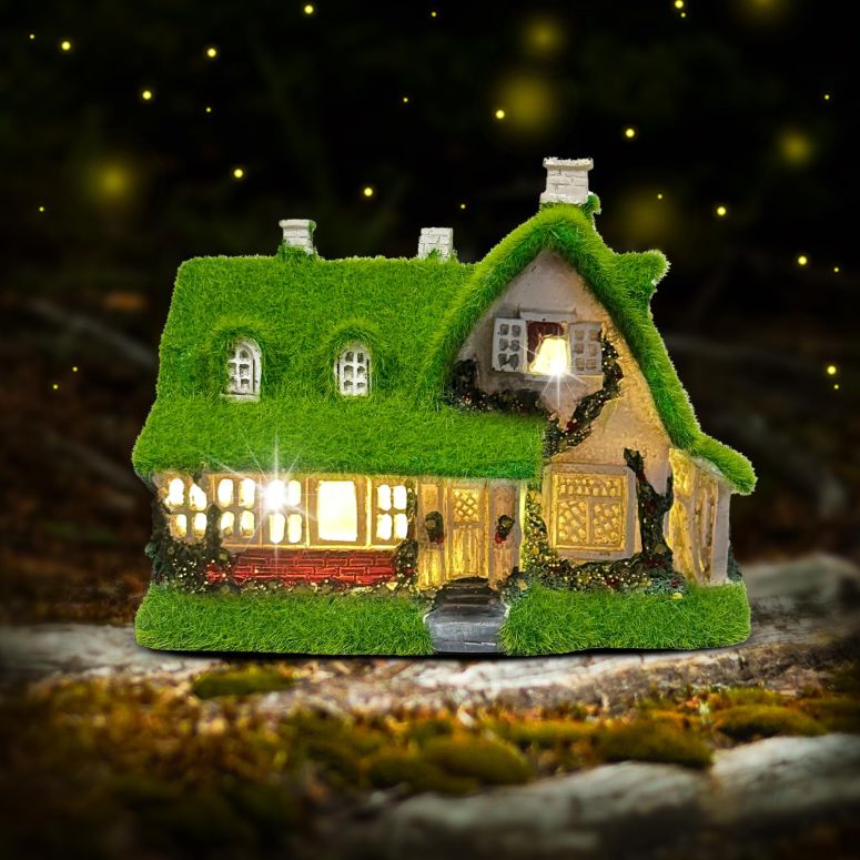 お化けの家 幻想曲 苑地点火装置 LED ソーラー点火装置 Solar Garden Outdoor Statue Light - Fairy House Lawn Decoration for Patio, Balcony, and Yard - Unique Gift for Any Occasion 【並行輸入品】